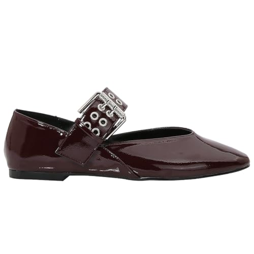 LUXMAX Square Toe Flats for Women's Ballet Flats Mary Jane Shoes Comfortable Ballerina Shoes with Buckle Strap Casual Work Office Pumps2