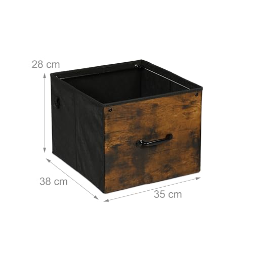 Relaxdays Mueble Impresora, con Ruedas, 2 Cajones, 4 estantes, Archivador Colgante, 67 x 100 x 40 cm, Marrón y Negro - imagen 5