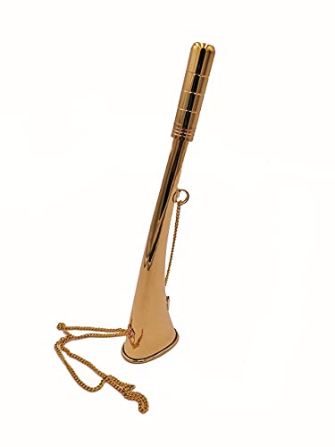 Bocina de Niebla Latón Brillante- Fabricación Artesanal 29x7x4cm - Bocina de Barco - Cuerno de señal o Llamada - Diseño Retro Vintage Barco Cover