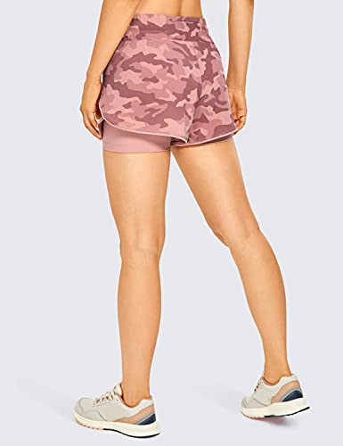 CRZ YOGA Short feminino de cintura média para treino e corrida com forro de 7,5 cm - 2 em 1 shorts d