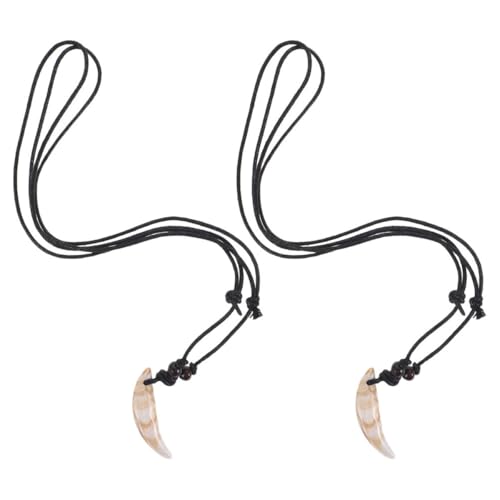 PLAFOPE Collar de Diente de Acrílico Color Concha, Set de 2 Piezas Unisex, Accesorio Vintage para Hombres y Mujeres en Fiestas y Actividades Diarias