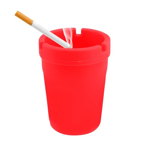 MTRPS Smokeless Car Ashtray, Self-Extinguishing Cigar Ash Tray Portable Butt Bucket, Smellproof Cup Holder Ashtray Smoking Accessory for Auto Truck Home Office Outdoor Use (Red)