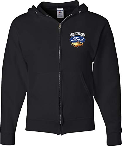 Ford Mustang Genuine Parts Pocket Print Full Zip Hoodie, Black Large