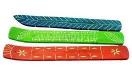 10" Assorted Design & Color Carved Wooden Incense Burner