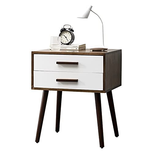 Table de Nuit TUSUOD Carrée à Double Tiroir et Étagère de Rangement pour Chambre et Salon - 2