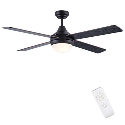 Ventilatore Da Soffitto Con Illuminazione A LED, Motore DC Reversibile 3 Pale 6 Velocita Telecomando Nero 115x115x20cm