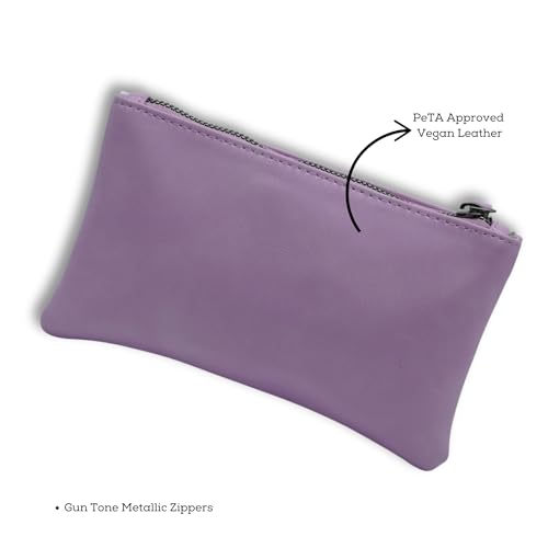 Image of VISMIINTREND PU Accessories Pouch for Stationery & Cosmetics - High Capacity Pencil Bag, Large Pen & Pencil Case for School, College, and Office (Lavender)