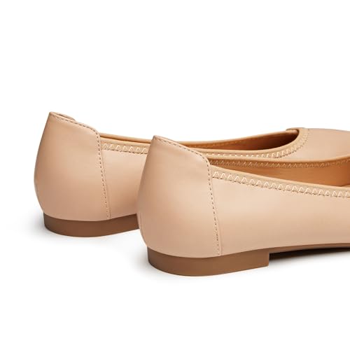 Image of Trary Slingback Flats for Women, Black Dressy Comfortable Round Square Toe Shoes, Work Office Casual Ankle Strap Dress Flats