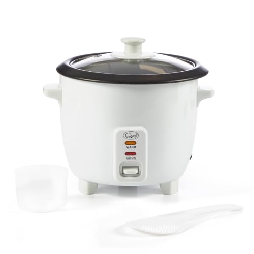 Quest 0.8 Litre Rice Cooker/Up To 4 Servings/Food Warmer Function/Non-Stick Inner Pot/Clear Viewing Lid/With Spoon & Measuring Cup / 350W (35530)