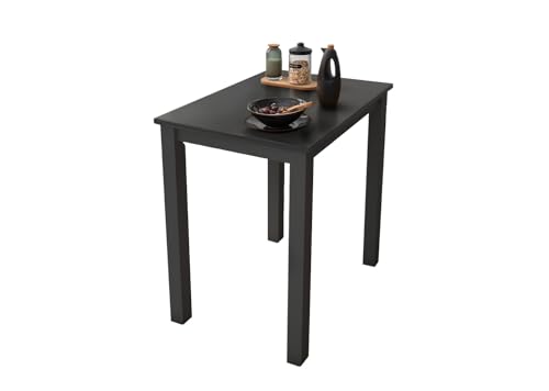 Woodroom Esstisch Kota 50x70 cm – Massivholz Hevea, lackiert, Farbe Schwarz – Kleiner Küchentisch, Esszimmertisch, platzsparend, stabil & pflegeleicht