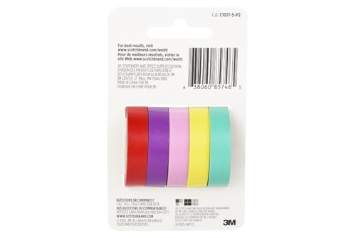Image of Scotch Washi Tape, Tropical Design, 5 Rolls, Great for Bullet Journaling, Scrapbooking and DIY Decor (C1017-5-P2)