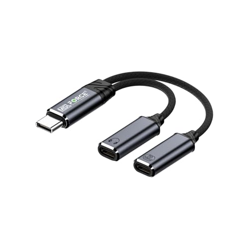 ���{�̒������ USB-C to 3.5mm �C���z���ϊ��A�_�v�^�[ �[�d�Ή� �ʘb�Ή� 2in1 �I�[�f�B�I�ϊ� iPad�^PC�^�m�[�g�p�\�R���Ή� alc8 (Type-C��USB-C+USB-C, �ϊ��P�[�u��)