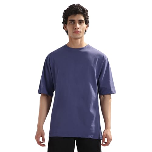 Image of Nobero 100% Cotton Oversized T Shirts for Men Stylish | Oversized Fit | Solid T Shirts for Men 180 GSM Combed Cotton | Round Neck Half Sleeve
