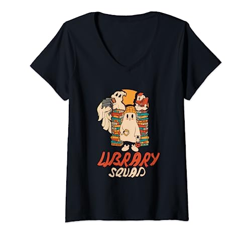 Mujer Library Squad | Libros de lectura | Bibliotecario de gusanos de biblioteca Camiseta Cuello V