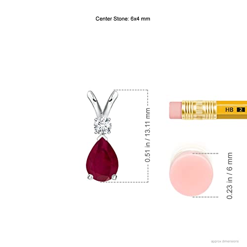 Sterling Silver Natural Ruby Diamond Teardrop Pendant Necklace With 18" Chain (0.4 Cttw Ruby) #TOP2
