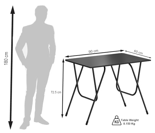 Image of Amazon Brand - Umi Foldable & Portable MDF Table for Home & Office - Multipurpose Study Desk, Laptop Table, Work-from-Home Station & 2-Seater Dining Table, Durable No-Assembly Design (Black)