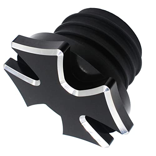 amavoler Harley Fuel Caps，Gas Cap Fuel Tank Oil Cover Cross Style Compatible for Harley Sportster XL 883 1200 Dyna Touring Road King etc 2000-2018 (Black with Silver Edge)