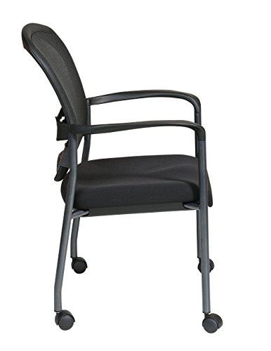 Office Star ProGrid Back Deluxe Stacking Visitor's Chair with Padded Seat and Built-in Lumbar Support, with Rolling Casters, Coal FreeFlex - Thumbnail 2
