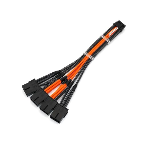 RTX40/50�V���[�Y 12VHPWR�d�������P�[�u�� 12+4�s��/16�s�� PCIE 5.0����4x8�s�� RTX3090Ti�A�_�v�^�P�[�u�� �J�X�^������(40cm,Carbon orange)