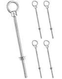 QWORK 316 Stainless Steel Machinery Eye Bolt with Shoulder, 5 Pack 5/16'x6' Long Stainless Steel Marine Grade Shoulder Eye Bolt, Threaded Eyebolts