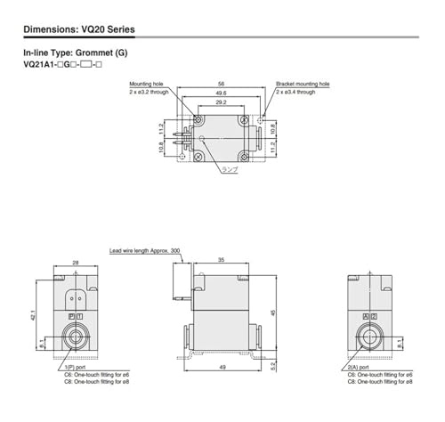 Électrovanne 2 ports VQ21A1-5G-C6 compacte à action directe - 7