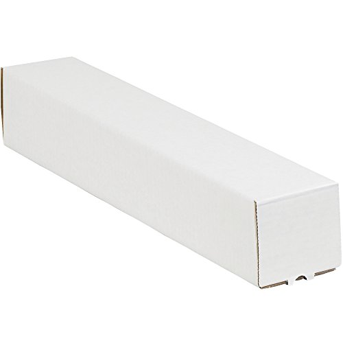 Aviditi Recycled Corrugated Cardboard Square Mailing Tubes, 18" L X 3" W X 3" H, White, Contains 15% - 100% Recycled Content (Pack Of 25) #TOP21