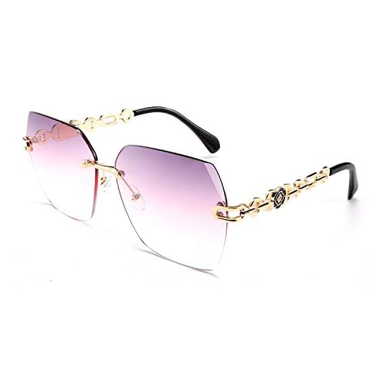 
                            FEISEDY Classic Rimless Sunglasses Women Metal Frame Diamond Cutting Lens Sun Glasses B2567
                        
