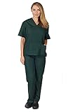 M&M SCRUBS Women Scrub Set Medical Scrub Top and Pants XL Hunter Green