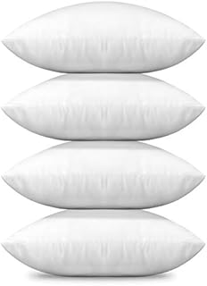 Artscope 4 Packs Premium Square Form Cushion Inner Pads 45x45cm Cushion Stuffer for Couch, Sofa, Bed - Indoor Decorative Pillows Inserts, Standard/White (Inners,18x18in)