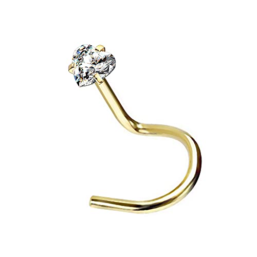 Griffe a défini 3 MM Coeur CZ Pierre 20 Gauge Or anodisé L 316 Acier Chirurgical Nez vis Piercing Bijoux Cover