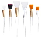 Tegelrying Facial Mask Brush,6 Pieces Soft Face Brushes Mud Mask Applicator Clear Handle for Applying Sleeping Mask,DIY Clay Mask,Body Lotion,Eye Peel Women Girls Makeup Tools,Gold and Silver