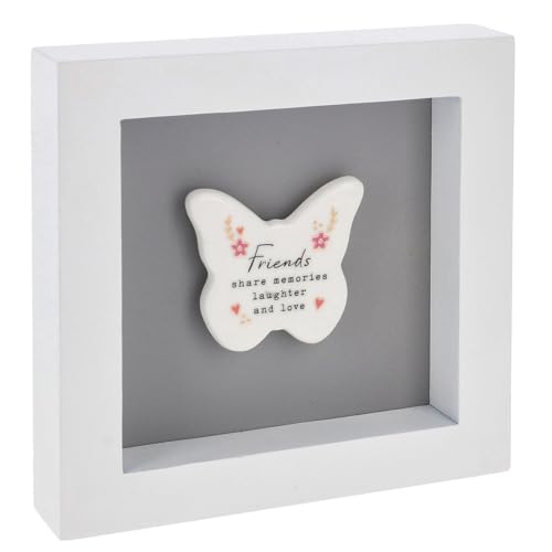 Shudehill Giftware Heartfelt Art Butterfly Plaque in White Frame Small - Mum, Mummy, Grandma, Friend, Family (Friend)