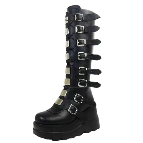 ticticlily Ladies Winter Gothic Punk Platform Boots Women Stivali F Nero 39 EU