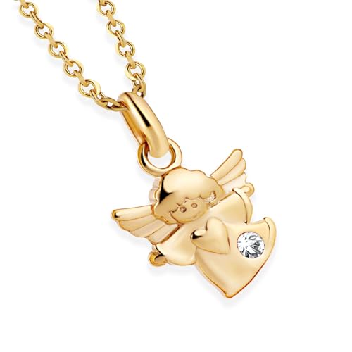 fish Pendentif Ange En Or Avec Cristal Et Design Cœur Pour Enfants