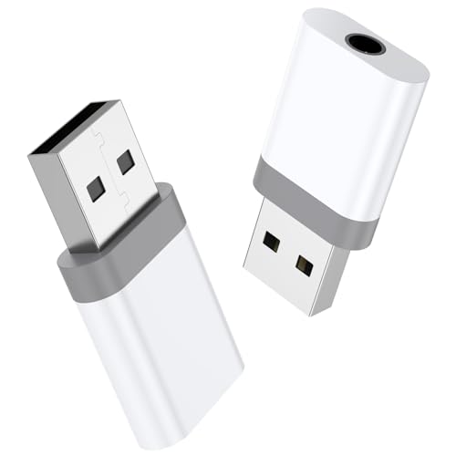 2 Pack USB A Male to 3.5mm TRRS Female Headphone Adapter, USB to 3.5mm Audio Jack Adapter, USB to Aux Audio Headphone Adapter Compatible with PS4, PS5,Desktops, Laptop,Docking Station and More Devices