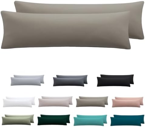 Nesture Seitenschläferkissen Bezug 40 x 145 2er Set, Taupe | 100% Mikrofaser, Kissenbezug 40x145 2er Set, kopfkissenbezug mit Reißverschluss, Weich und Bügelfrei, waschbar bis 60°