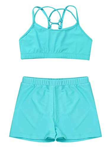 Kids Girls Sports Bra Crop Top with Booty Shorts 2 Pieces Activewear Set for Gymnastics/Dance/Swimming3