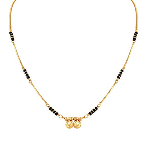 MEENAZ Traditional Temple Forming 1 g Gold Stylish Meenakari Maharashtrian Wati Tanmaniya Black Mangalsutra for Women