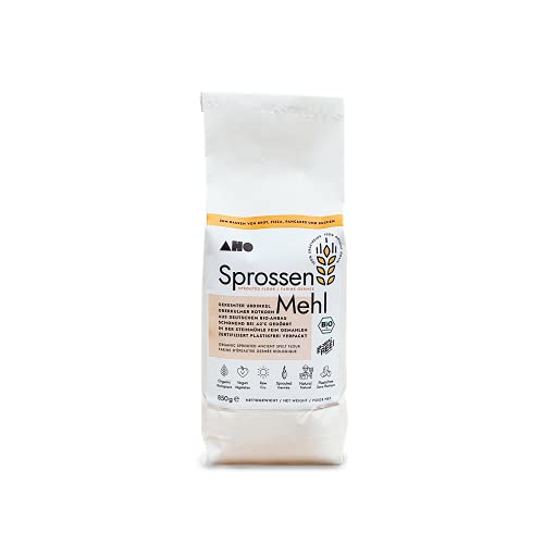 AHO Sprossen Mehl 850g, Gekeimtes Bio Mehl aus 100% Urdinkelsprossen aus deutschem Bio-Anbau | Zum Backen von Brot, Pizza, Pancakes und Kuchen | Plastikfrei verpackt Cover