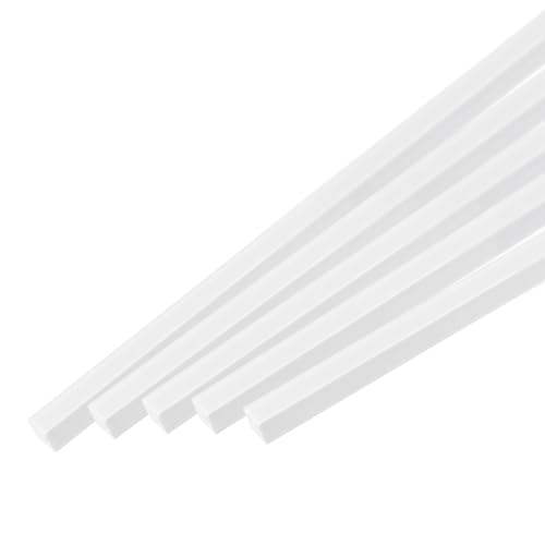 QUARKZMAN 5 Piezas de Varilla Cuadrada de ABS Barra Sólida de Plástico ABS de 2x2x500 mm Varillas de Plástico Blancas Surtidas para Hacer Modelos Arquitectónicos de Bricolaje