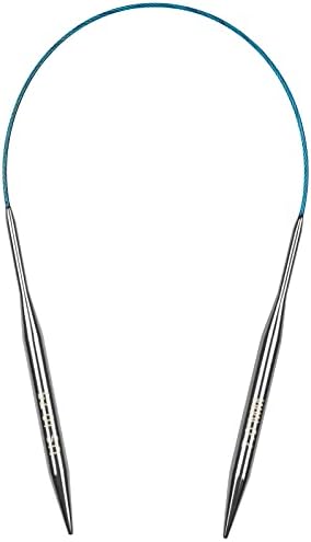 Coopay Circular Knitting Needles 9.0mm 40cm Short, Steel Circular Needles with Flexible Cable, Metal Fixed Circular Knitting Pins for Chunky Wool Small Projects, For Arthritis Hands, Size US 13
