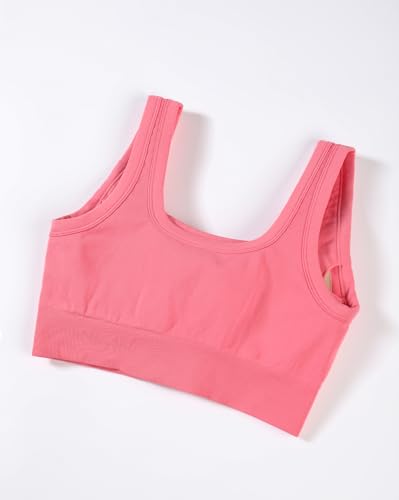 Image of AUROLA Power Womens Square Back Basic Sports Bra - Square Neck Padded Low Impact Yoga Bra Workout Crop Top