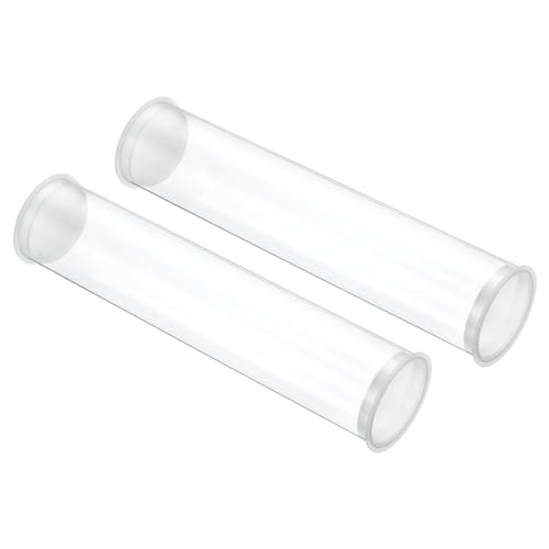 Image of PATIKIL 7.9 inchL x 1.7 inchDia Clear Storage Tubes, 2Pcs PC Plastic Transparent Hollow Round Rigid Tube with Cap for Beads Bath Salt Container Wedding Party Favors