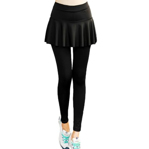 大きいサイズ レディース レギンス スポーツウェア ランニング スカートつきパンツ ジム L LL 3L 4L 5L (zx7831) ブラック L