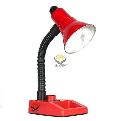 Image of Flexible Red Desk Lamp with Adjustable Neck - Study & Reading Light| B22 Holder| Including 5W Bulb| Pack of 1