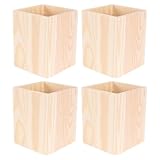 Amosfun 4 Piezas PortaláPices De Madera En Blanco Soporte De Escritorio...