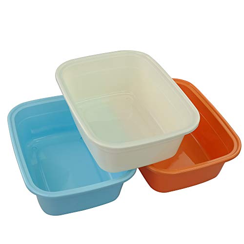 Fosly Barreño Plastico Rectangular de Colores, Pequeño Barreño, Paquete de 3 Unidades