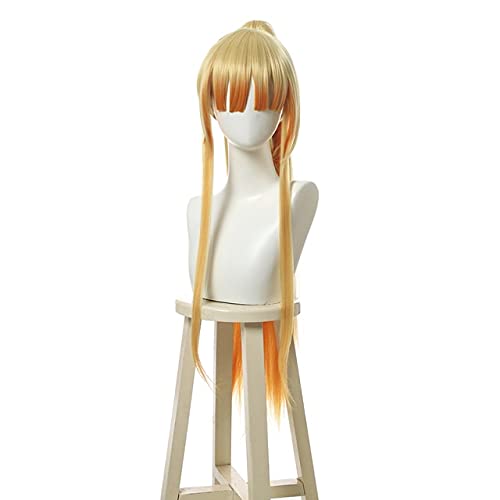 L-email wig Demon Slayer Zenitsu Agatsuma Cosplay Wigs Kimetsu no Yaiba Yellow Long Ponytail Woman Heat Resistant Synthetic Hair 35inches Yellow