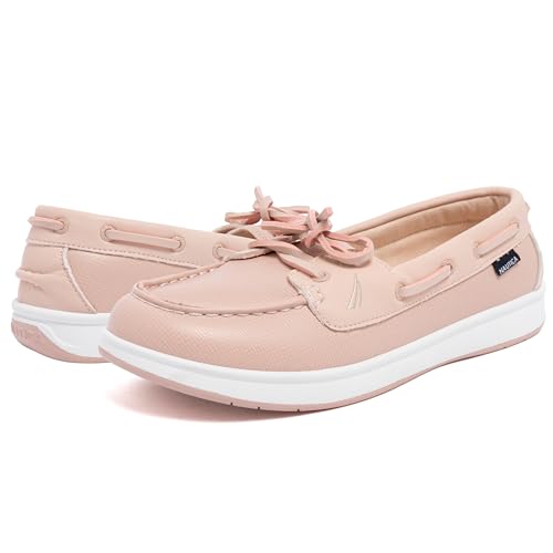 Image of Nautica Women's Casual Boat Shoes, Moc-Toe Loafers with Cushioned Insole, Deck Fashion Sneaker