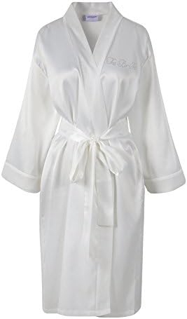 Ivory Varsany The Bride Satin Rhinestone Bathrobe Personalised Diamante Dressing gown Kimono